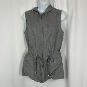 Saint Tropez West Linen hooded vest pockets S